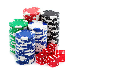 Image showing poker chips and dices