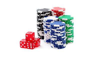 Image showing poker chips and dices