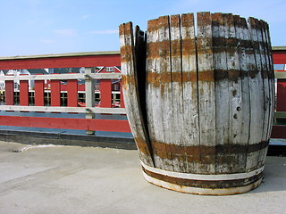 Image showing Old ruined barrel