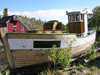 Image showing Old Sinked fishing boat