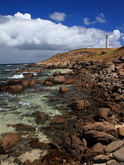 Image showing Lighthouse and cliff