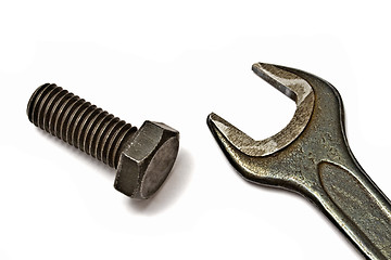 Image showing Old wrench and bolt