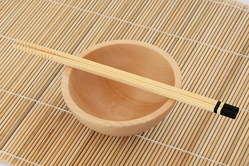 Image showing Japanese Bowl and Chopsticks