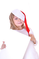 Image showing  Santa girl with a banner