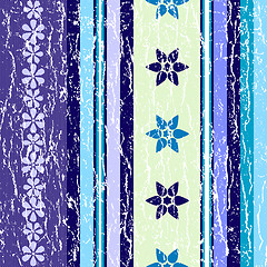 Image showing Grunge striped floral pattern. Seamless