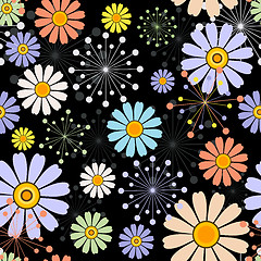 Image showing Black seamless floral pattern