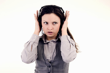 Image showing Young girl in headphones   