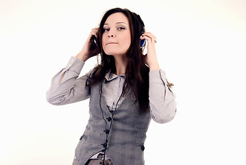 Image showing Young girl in headphones 