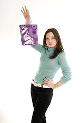 Image showing Young girl with shopping bag