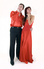 Image showing Young couple in red