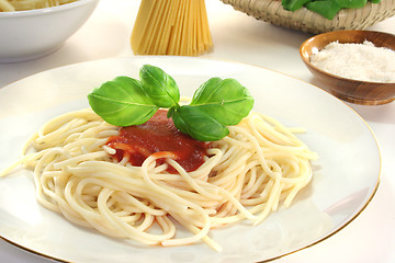 Image showing Spaghetti with tomato sauce