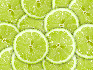 Image showing Abstract green background with citrus-fruit of lime slices