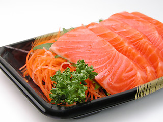 Image showing Salmon sashimi close-up