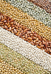 Image showing Mixture of dried lentils, peas, soybeans, beans  - background