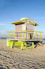 Image showing iconic lifeguard station hut South Beach Miami Florida