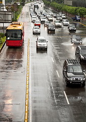 Image showing Car Driving On Flooded Street