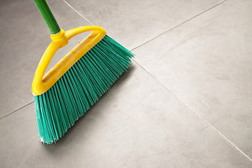 Image showing Green plastic broom