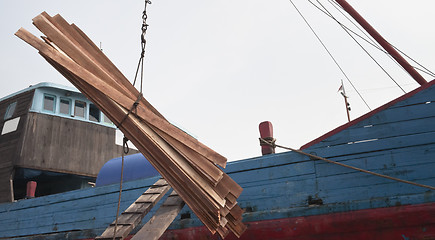 Image showing Cargo ship loading goods