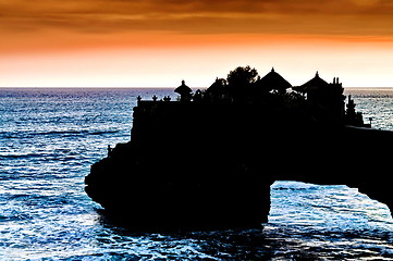Image showing Sunset in Tanah Lot Temple