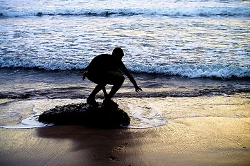 Image showing Silhouette Man on a ocean