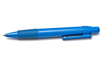 Image showing Blue ball point pen closeup