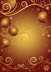 Image showing Red-golden christmas frame