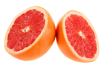 Image showing Two cross section of grapefruit