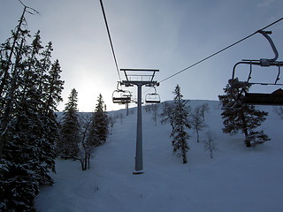 Image showing Empty ski lift in Hundfjället