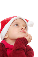 Image showing Santa dreamy child girl