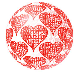 Image showing Glass sphere with red ornament of heart