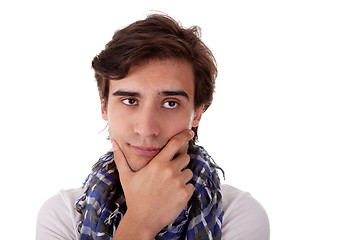 Image showing Portrait of a handsome young man thinking