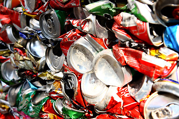 Image showing Compressed beer can background 