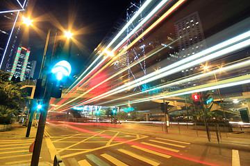 Image showing Megacity Highway at night with light trails