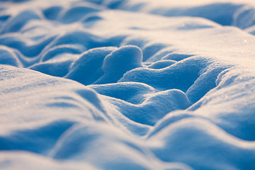 Image showing Pathway among the snow drifts