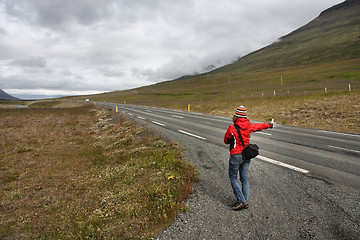Image showing Hitchhiker girl