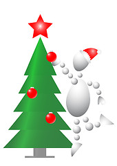 Image showing Man decorate christmas fur-tree