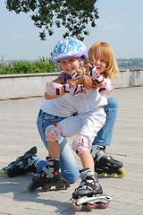 Image showing family rollerblading