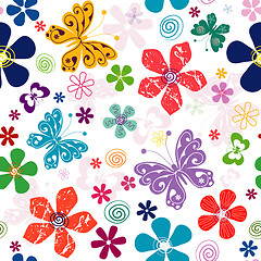 Image showing Spring seamless white floral pattern