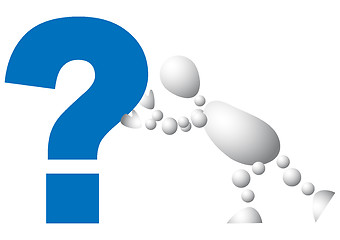 Image showing Man pushes a blue question mark