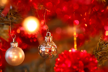 Image showing closeup detail of Christmas decoration on tree