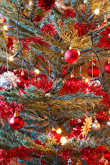 Image showing Christmas decoration on tree with light
