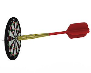 Image showing Big dart cuts through small board 