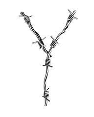 Image showing Barbed wire alphabet, Y