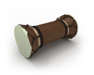 Image showing African talking drum in perspective 