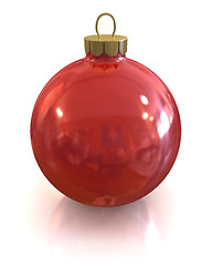 Image showing Red christmas glossy and shiny ball isolated