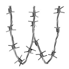 Image showing Barbed wire alphabet, W