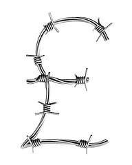 Image showing Barbed wire alphabet, pound symbol 