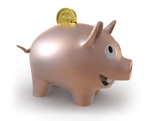 Image showing Piggy bank with coin 