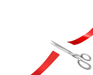 Image showing Scissors have cut ribbon, corner version 