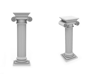 Image showing Marble roman columns frontal and diagonal view isolated